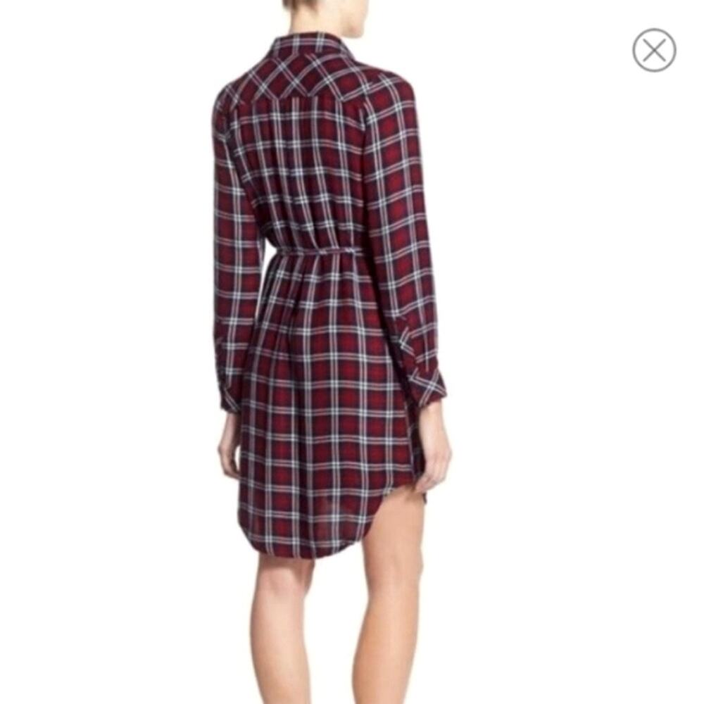 Rails Plaid Red Blue Hi Low Tunic Shirt Dress Long Sleeve Casual Chic Size S - Picture 7 of 15